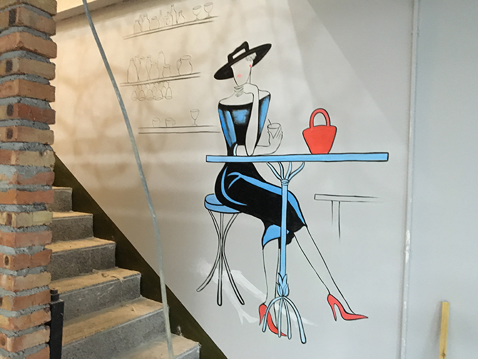 深圳畈田美发店手绘墙 - 四季花手绘墙